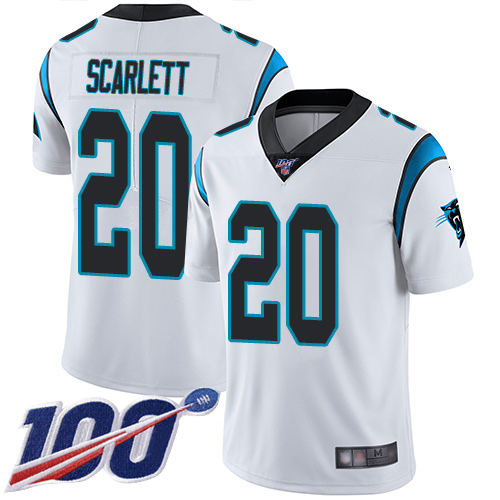 Carolina Panthers Limited White Youth Jordan Scarlett Road Jersey NFL Football #20 100th Season Vapor Untouchable